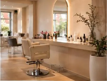 Lichte kapsalon met grote spiegel en kappersstoelen